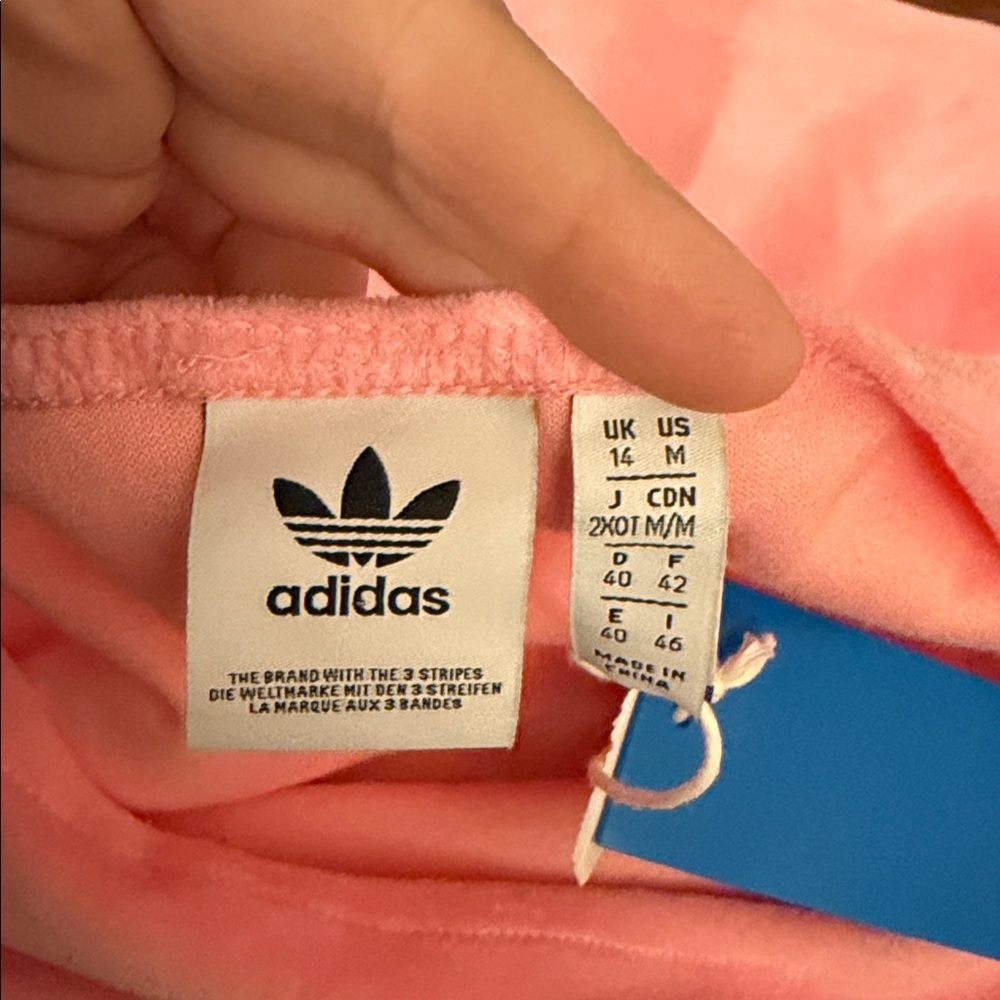 adidas Ladies Relaxed Risqué velour off the shoulder sweatshirt-Vibrant pink - Picture 11 of 14